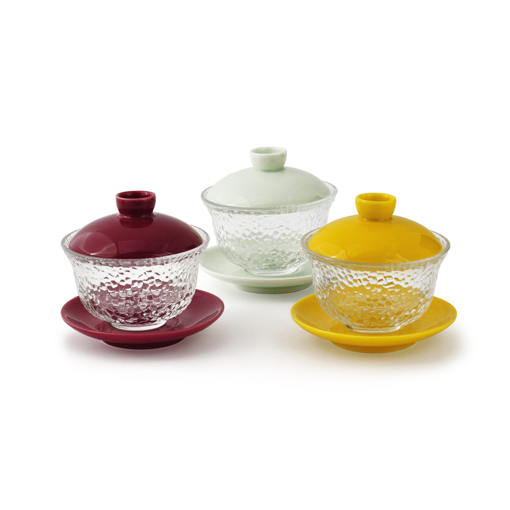 Imperial Tea Frosted Glass and Porcelain Gaiwan Set